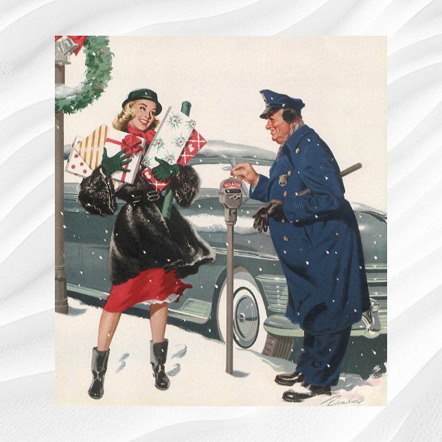 Vintage Christmas, Shopping Presents Policeman Poster (Creator Uploaded)