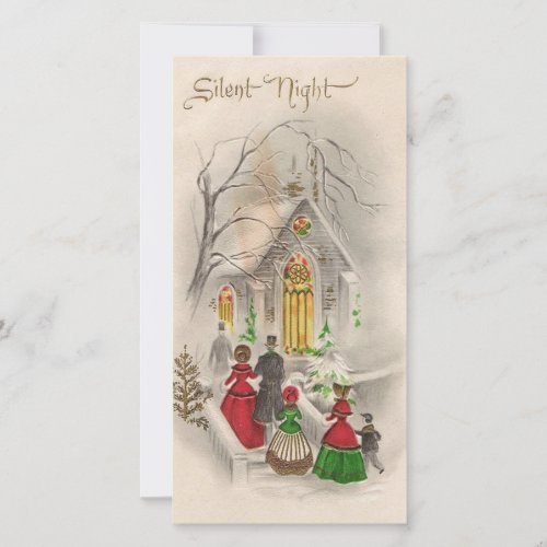 Vintage Christmas Silent Night Church Holiday Card