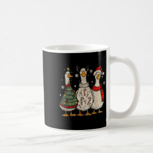 Vintage Christmas Silly Goose Santa Reindeer Men W Coffee Mug