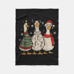 Vintage Christmas Silly Goose Santa Reindeer Men W Fleece Blanket
