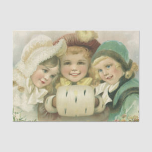 Vintage Christmas Sisters, Victorian Children Tissue Paper
