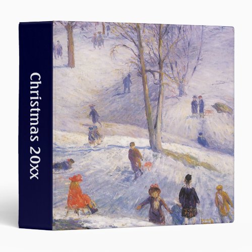 Vintage Christmas Sledding Central Park Glackens Binder