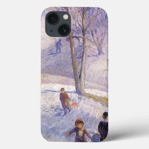 Vintage Christmas Sledding Central Park Glackens iPhone 13 Case