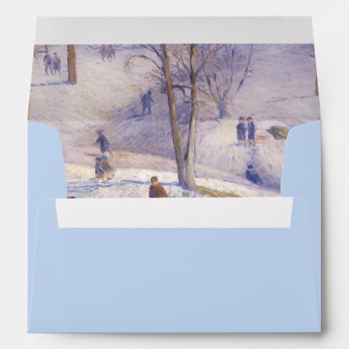 Vintage Christmas Sledding Central Park Glackens Envelope