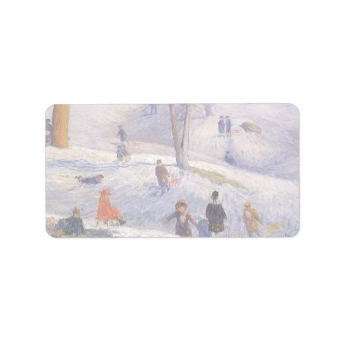 Vintage Christmas Sledding Central Park Glackens Label