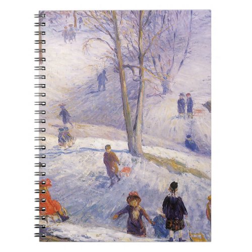 Vintage Christmas Sledding Central Park Glackens Notebook