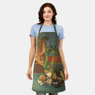 Vintage Christmas, Sleeping Animals by Fireplace Apron