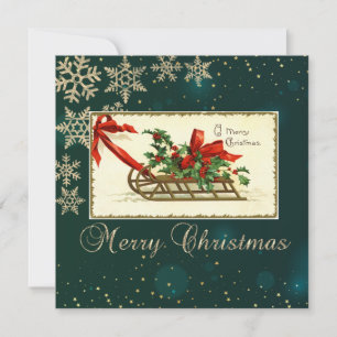 Vintage Christmas Sleigh,Mistletoe Snowflakes