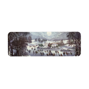 Vintage Christmas Sleighs, Central Park in Winter Label