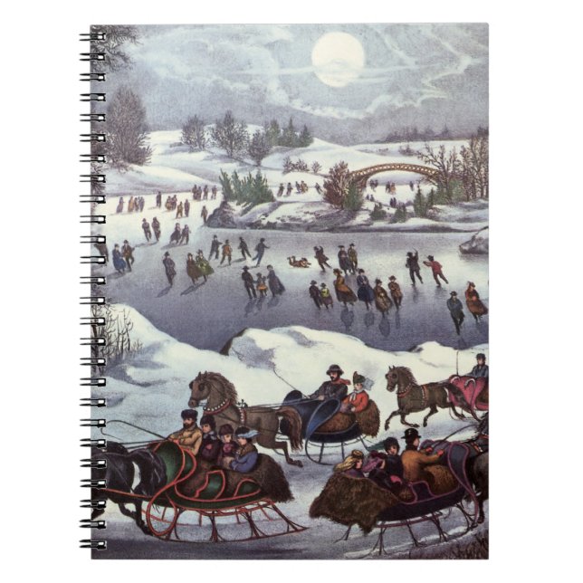 Vintage Christmas Sleighs, Central Park in Winter Notebook (Front)
