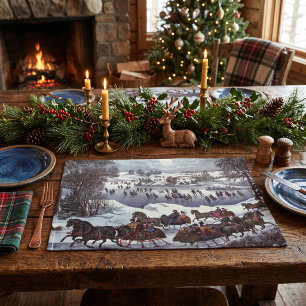 Vintage Christmas Sleighs, Central Park in Winter Placemat