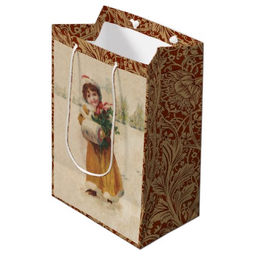 Vintage christmas Snow Child Victorian painting Medium Gift Bag