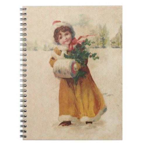 Vintage christmas Snow Child Victorian painting Notebook