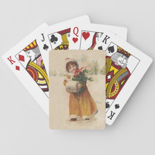 Vintage christmas Snow Child Victorian painting Playing Cards