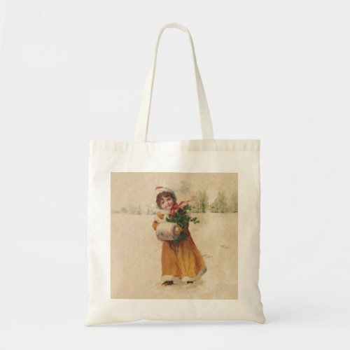 Vintage christmas Snow Child Victorian painting Tote Bag