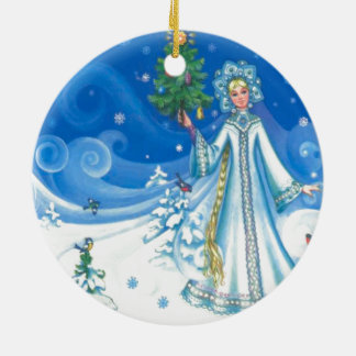Vintage Christmas, Snow maiden Ceramic Ornament