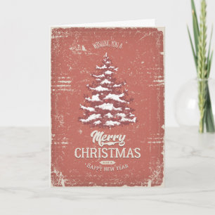 Vintage Christmas Snow Pine Tree Greeting Cards