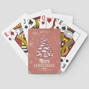 Vintage Christmas Snow Pine Tree Playing Cards