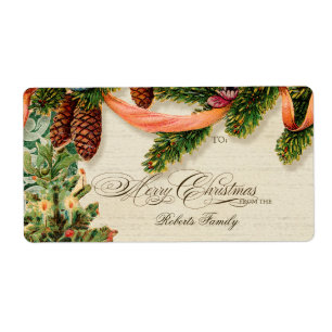 Vintage Christmas Snow Skating Custom Gift Tags
