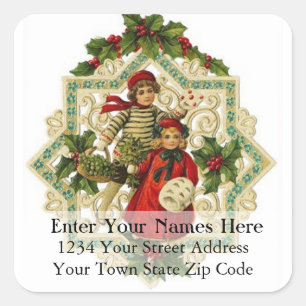 Vintage Christmas Snowflake Ornament Address Label