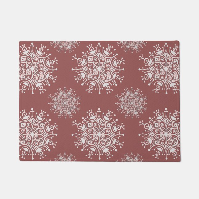 Vintage Christmas Snowflakes, Blizzard Pattern Doormat (Front)