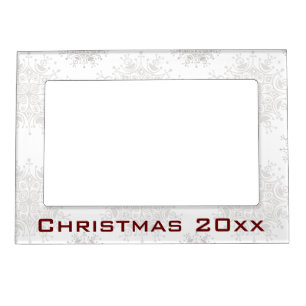 Vintage Christmas, Snowflakes Blizzard Pattern Magnetic Photo Frame