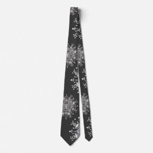 Vintage Christmas, Snowflakes Blizzard Pattern Tie