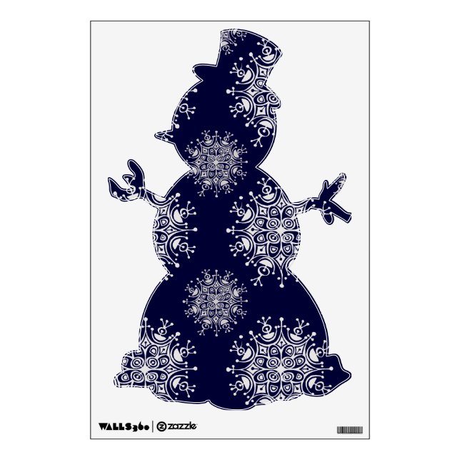 Vintage Christmas Snowflakes Blue Blizzard Pattern Wall Sticker (Front)