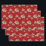 Vintage Christmas Snowflakes of Nostalgia 2 Wrapping Paper Sheets<br><div class="desc">This vintage Christmas wrapping paper exudes nostalgic charm with its classic design and festive imagery. The background is a rich, vibrant red, reminiscent of traditional holiday colors, adorned with delicately illustrated frosty snowflakes and twinkling stars. The overall effect is both cozy and elegant. The combination of the different images on...</div>
