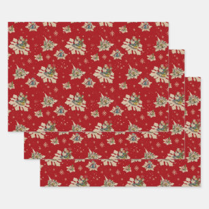 Vintage Christmas Snowflakes of Nostalgia 2 Wrapping Paper Sheets