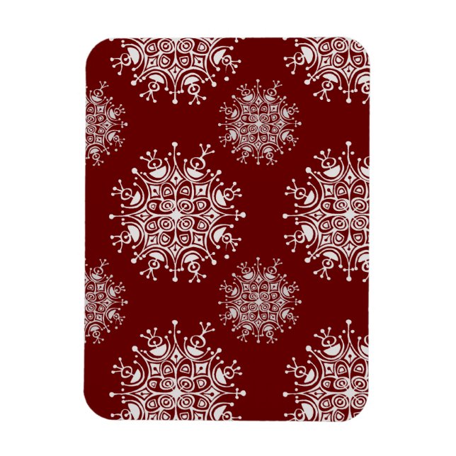Vintage Christmas Snowflakes Red Blizzard Pattern Magnet (Vertical)
