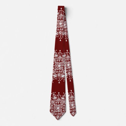 Vintage Christmas Snowflakes Red Blizzard Pattern Neck Tie