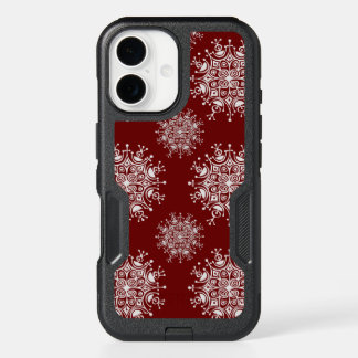 Vintage Christmas Snowflakes Red Blizzard Pattern iPhone 16 Case