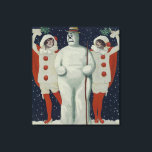 Vintage Christmas Snowman and Ladies Canvas Print<br><div class="desc">This is a vintage illustration of a Christmas snowman and some ladies.</div>