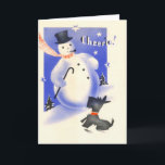 Vintage Christmas Snowman And Scottie Dog Holiday Card<br><div class="desc">Vintage / Victorian Christmas card,  Snowman with black Scottie Dog ,   vintage artwork</div>