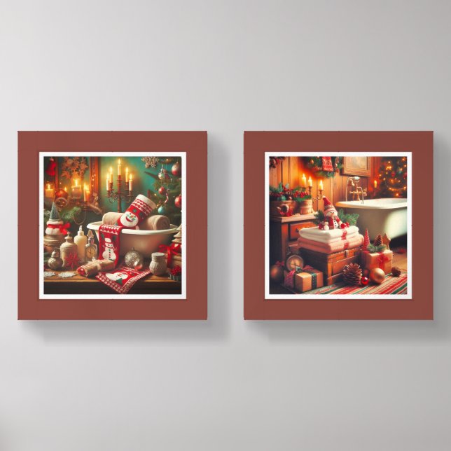 Vintage Christmas Snowman Bathroom  Wall Art Sets (Front)