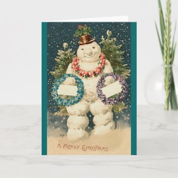 Vintage Christmas Snowman Card by vintagecreations at Zazzle