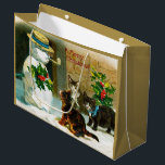 vintage Christmas snowman cats Holiday Large Gift Bag<br><div class="desc">vintage Christmas snowman cats Holiday Large Gift Bag</div>