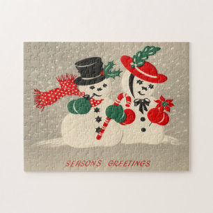 Vintage Christmas Snowman Christmas Puzzle