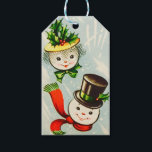 Vintage Christmas Snowman Couple Gift Tags<br><div class="desc">Cute Retro Vintage Christmas Snowman Couple Holiday Gift Tag.</div>