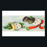 Vintage Christmas Snowman Couple Rectangular Sticker<br><div class="desc">Cute Retro Vintage Christmas Snowman Couple Holiday Rectangular Sticker.</div>
