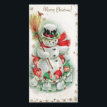 Vintage Christmas Snowman Dances With Angels Holiday Card<br><div class="desc">Cute Retro Vintage Christmas Snowman Dances With Angels In The Snow Holiday Card.</div>