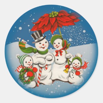 Vintage Christmas Snowman Family Sticker by christmas1900 at Zazzle
