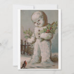 Vintage Christmas Snowman feeding Bird Holiday Card<br><div class="desc">Vintage Christmas Snowman Feeding Bird.</div>