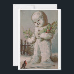 Vintage Christmas Snowman feeding Bird Holiday Card<br><div class="desc">Vintage Christmas Snowman Feeding Bird.</div>