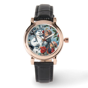 vintage Christmas snowman Holiday Watch