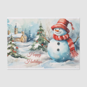 Vintage Christmas Snowman Illustration Tissue Paper
