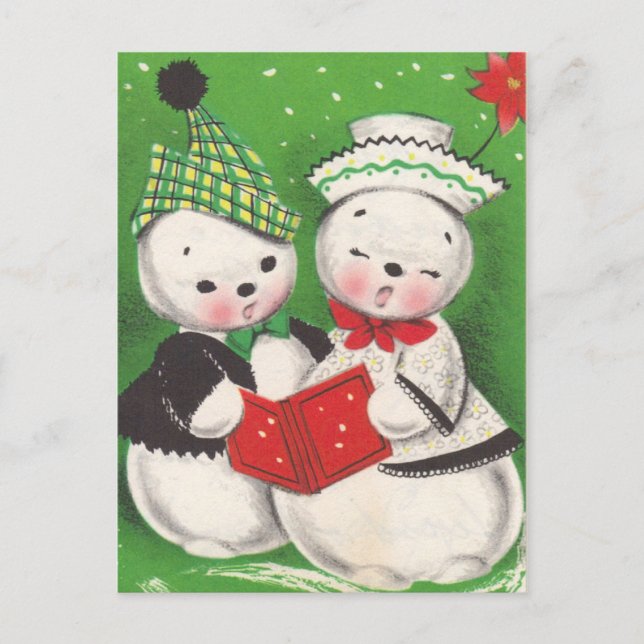 Vintage Christmas Snowman Postcards (Front)