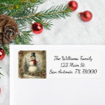 Vintage Christmas Snowman Return Address Label<br><div class="desc">A vintage design of snowman decorates this warm and cozy Christmas return address stickers. Perfect for holiday mail.</div>