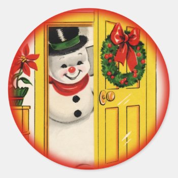 Vintage Christmas Snowman Sticker by christmas1900 at Zazzle